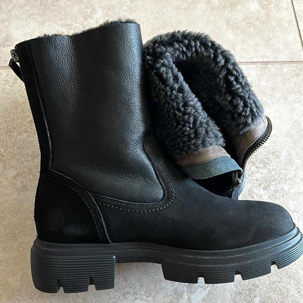 NWOB PAUL GREEN Palmer Fluff 9052-022 Leather/Suede Merino Lined Boots Size US 8